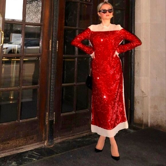 LIMITED EDITION- BLOGGER'S FAVE! SEQUIN CHIFFON DRESS ZW COLLECTION - Picture 7 of 16